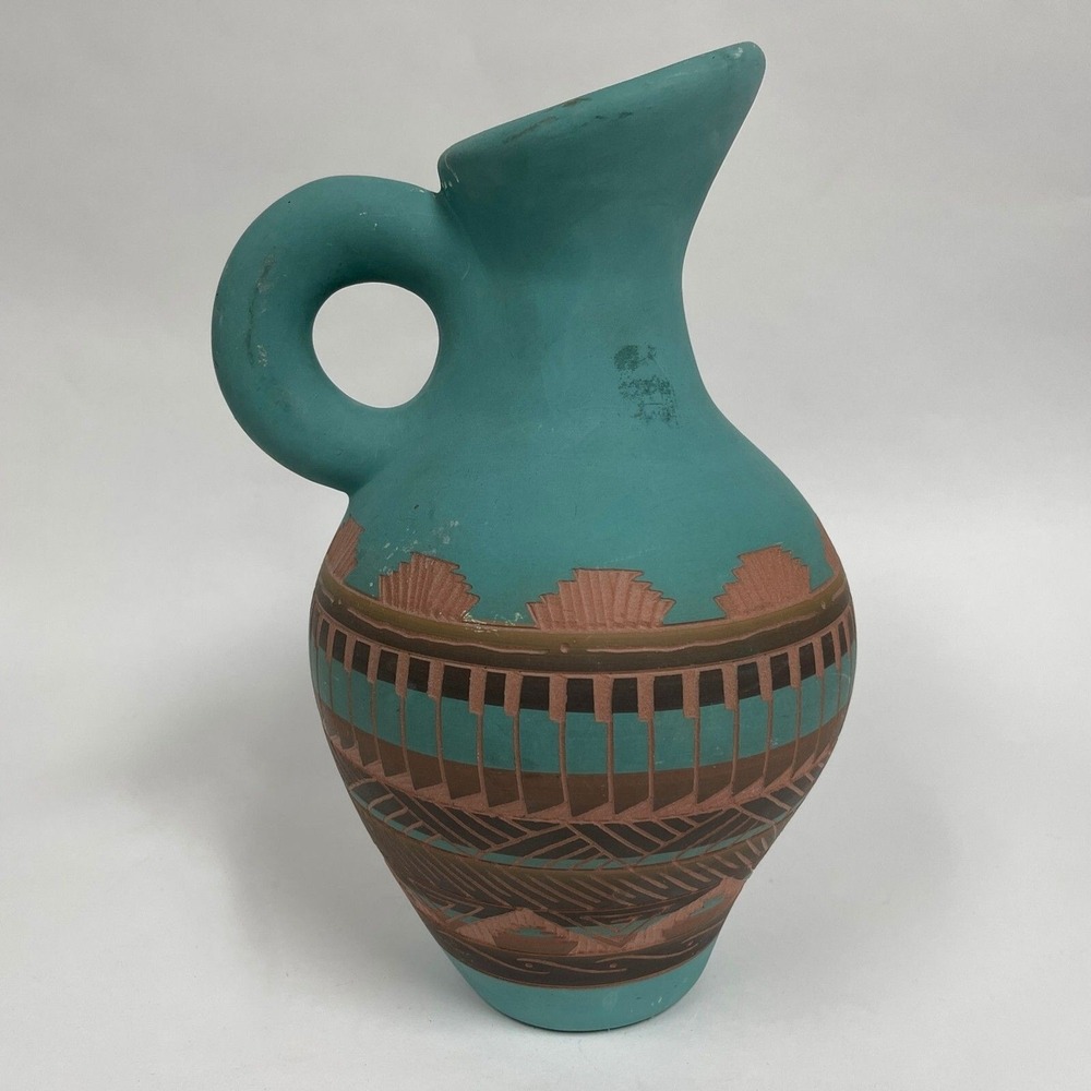Vintage Native American Pottery Pitcher Etched Signed Williams Shoshone Navajo